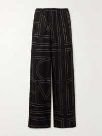 TOTEME Embroidered silk-twill wide-leg pants NET-A-PORTER at Net a Porter