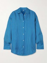 TOTEME Oversized striped silk-twill shirt at Net a Porter