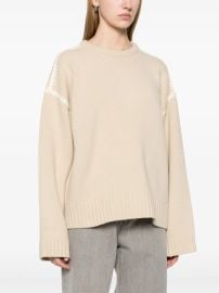 TOTEME embroidered-trim Sweater Neutrals at Farfetch
