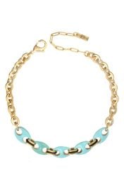 TOVA Amherst Reversible Enamel Chain Necklace in Turquoise/Blush  at Nordstrom