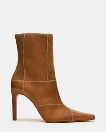 TRIAL Vintage Tan Patchwork Pointed-Toe Stiletto Women39s Ankle Boot Steve Madden at Steve Madden
