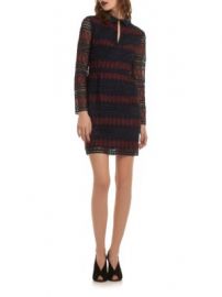 TRINA TURK - STRIPE LACE KEYHOLE MINI DRESS at Saks Off 5th