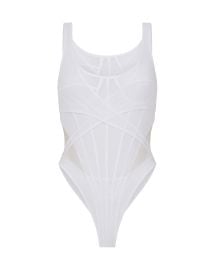 TULLE CORSET BODYSUIT IN WHITE David Koma at David Koma