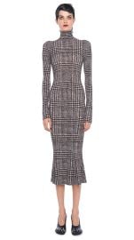 TURTLE FISHTAIL DRESS Chocolate Glenn Plaid Tweed Norma Kamali at Norma Kamali