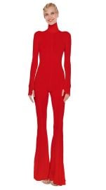 TURTLENECK FISHTAIL JUMPSUIT Tiger Red Norma Kamali at Norma Kamali