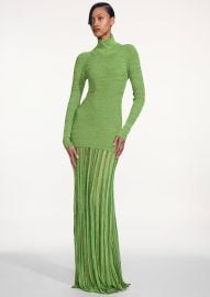 TURTLENECK RIBBED KNIT MAXI DRESS Christopher John Rogers at Christopher John Rogers