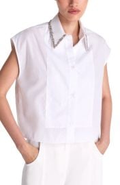 TWP Beaded Collar Cap Sleeve Shirt at Nordstrom