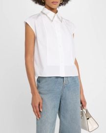 TWP Cap-Sleeve Top with Beaded Collar at Neiman Marcus