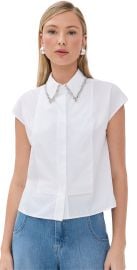 TWP Cap Sleeve Top with Beaded Collar White XL at Shopbop