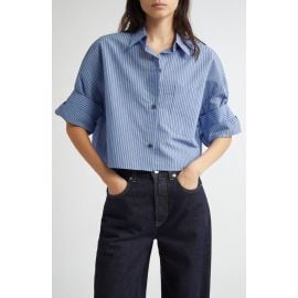 TWP Next Ex Stripe Crop Button-Up Shirt at Nordstrom