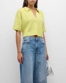 TWP Tallulah Cashmere Short-Sleeve Polo Sweater at Neiman Marcus