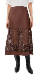 TWP The A-Line Laser Cut Leather Skirt Cigar 4 at Shopbop