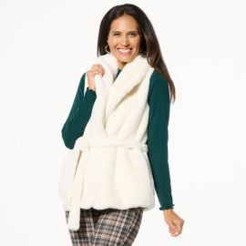 TWRHLL by Christie Brinkley Belted Faux Fur Vest - 23296820 HSN at HSN