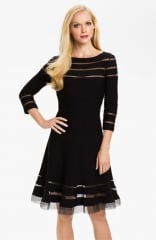 Tadashi Shoji Mesh Stripe Fit andamp Flare Dress at Nordstrom