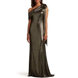 Tadashi Shoji Metallic One-Shoulder Liquid Jersey Gown at Nordstrom