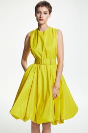 Taffeta balloon dress with belt yellow - CH Carolina Herrera United States at Carolina Herrera