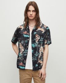 Tagise Tiger Print Short Sleeve Shirt Jet Black ALLSAINTS US at All Saints