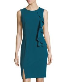 Tahari ASL Asymmetric-Ruffle Sleeveless Scuba Dress at Last Call