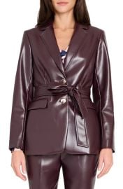 Tahari ASL Belted Faux Leather Blazer at Nordstrom