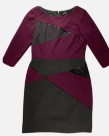 Tahari ASL Faux Leather Detail Dress at eBay