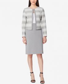 Tahari ASL Jacquard Jacket   Gray Skirt Suit at Macys