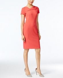 Tahari ASL Short-Sleeve Asymmetrical Sheath Dress at Macys