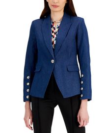 Tahari ASL Womens Denim Single-Button Blazer - Macys at Macys