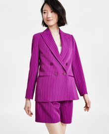 Tahari ASL Womens Double-Breasted Pinstripe Blazer - Macys at Macys