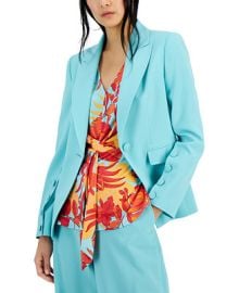 Tahari ASL Womens Peak-Lapel Button-Trimmed Blazer - Macys at Macys