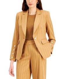 Tahari ASL Womens Pinstripe Button-Sleeve Blazer - Macys at Macys