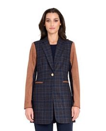 Tahari ASL Womenx27s Mixed Media Plaid One-Button Jacket - Macyx27s at Macys