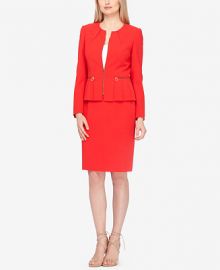 Tahari ASL Zip-Up Pleated Peplum Skirt Suit at Macys