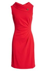 Tahari Envelope Neck Career Dress in Red at Nordstrom Rack