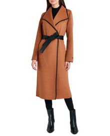 Tahari Faux-Leather-Trim Belted Wrap Coat Created for Macys  Reviews - Coats  Jackets - Women - Macys at Macys