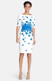 Tahari Floral Print Cotton Sheath Dress at Nordstrom