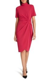 Tahari Mock Neck Stretch Crepe Sheath Dress at Nordstrom