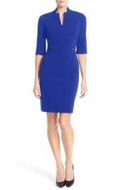 Tahari Notch Collar Bi Stretch Crepe Sheath Dress at Nordstrom