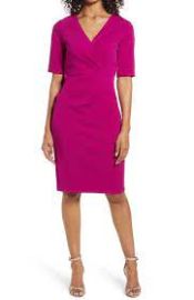 Tahari Pleat Detail Sheath Dress In Currant at Nordstrom