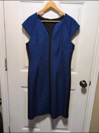 Tahari Royal Blue Cap-Sleeve Sheath Dress with Center Trim on Poshmark at Poshmark
