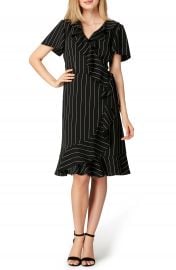 Tahari Stripe Ruffle Faux Wrap Dress  Regular  amp  Petite at Nordstrom