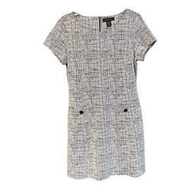 Tahari White Black Crosshatch Print Stretch Sheath Dress Pockets Womens Size 8 eBay at eBay