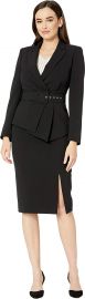 Tahari by ASL Women s Pebble Crepe Skirt Suit with Draped Jacket at Amazon