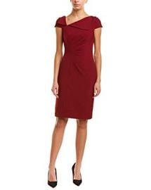 Tahari by ASL Womens Fold-Over Collar Crepe Short Sleeve Crepe Dress at Amazon