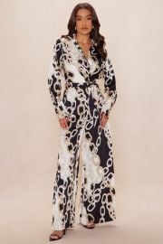 Tahlia Collared Satin Jumpsuit - Blackcombo Fashion Nova at Fashion Nova