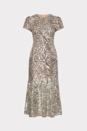 Tahlia Rose Sequins Midi Dress in Silver MILLY at Milly