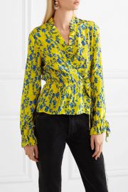 Taia ruffled floral-print crepe de chine wrap blouse by Preen Line at Net A Porter