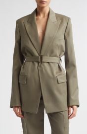 Tailored Belted Wool Blend Twill Jacket at Nordstrom
