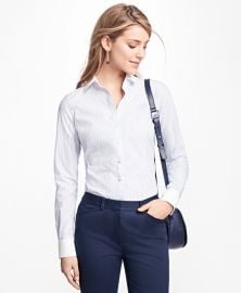 Tailored-Fit Stripe Stretch-Cotton Poplin Blouse at Brooks Brothers