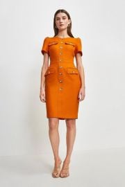 Tailored Short Sleeve Utility Pencil Midi Dress at Karen Millen