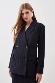 Tailored Strong Shoulder Striped Double Breasted Blazer at Karen Millen